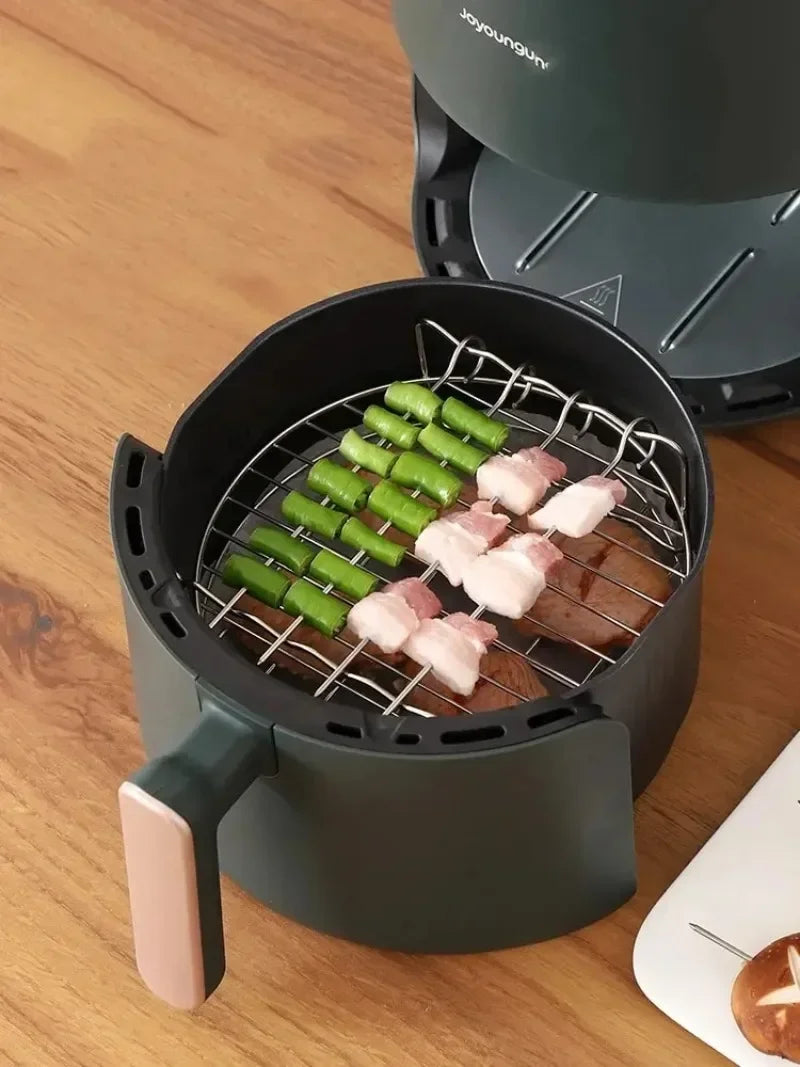 Stainless Steel Air Fryer Rack – Grill Stand with Skewers for Cooking