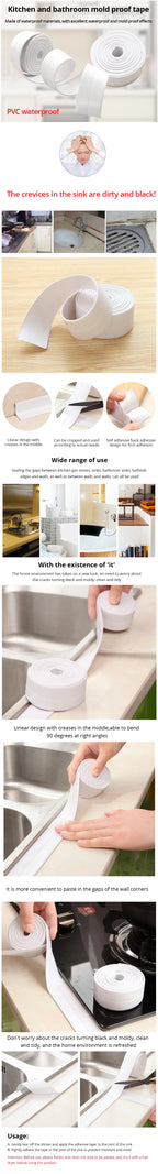 Waterproof PVC Sealing Tape – Adhesive Strip for Kitchen and Bathroom Sink