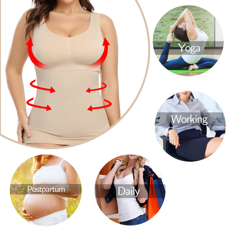 Plus Size Shaper Cami – Built-in Bra Compression Tank for Tummy Control
