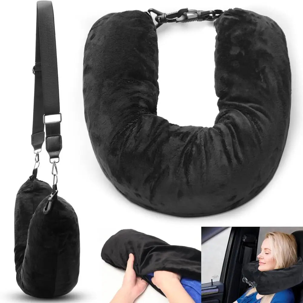 Fillable Travel Neck Pillow – Waterproof Lycra Storage Case for Packing Clothes Packing