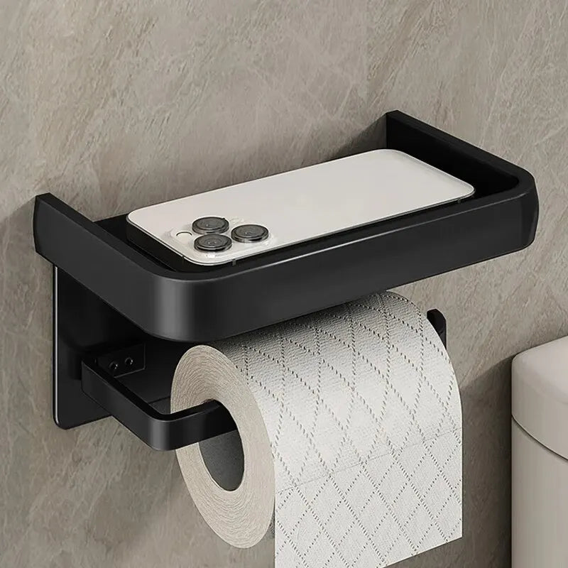 Aluminum Toilet Paper Holder – Wall Mounted Tissue Rack for Bathroom Storage