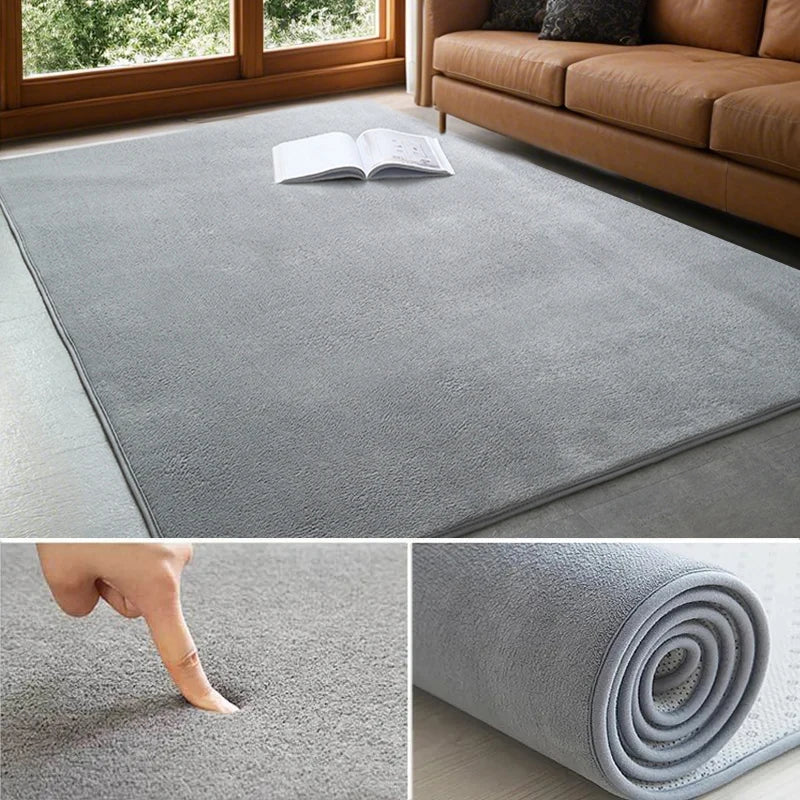 Coral Velvet Area Rug – Soft Rectangular Mat for Living Room and Bedroom