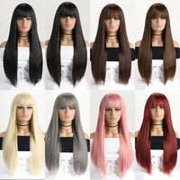 Long Straight Synthetic Wig – 26-Inch Colored Hair for Cosplay Halloween