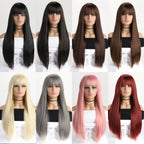 Long Straight Synthetic Wig – 26-Inch Colored Hair for Cosplay Halloween