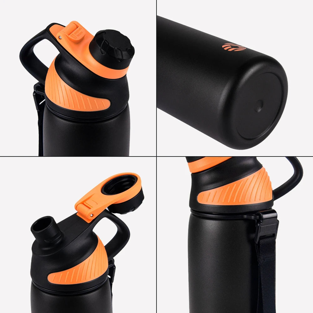 Stainless Steel Vacuum Flask – Magnetic Lid Thermal Mug for Outdoor Sports
