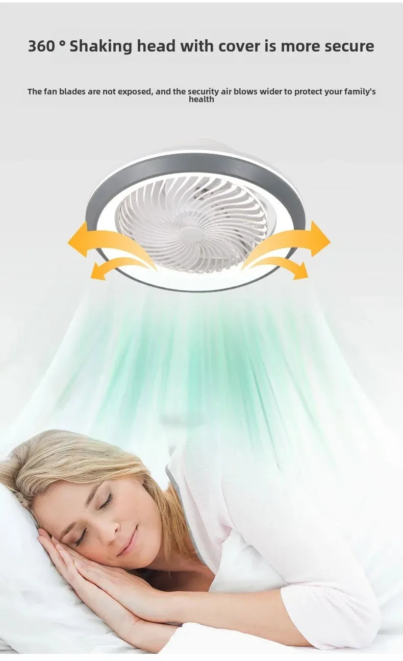 Rotating LED Ceiling Fan – 20 Inch Flush Mount Light for Modern Bedroom