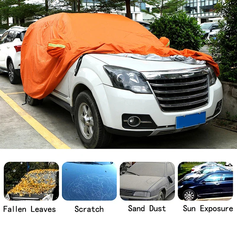 Universal Orange Car Cover – Waterproof UV Protection for Outdoor Storage