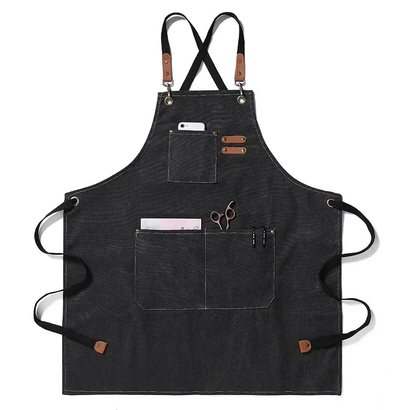 Canvas Chef Apron – Professional Kitchen Bib for BBQ and Salon Use