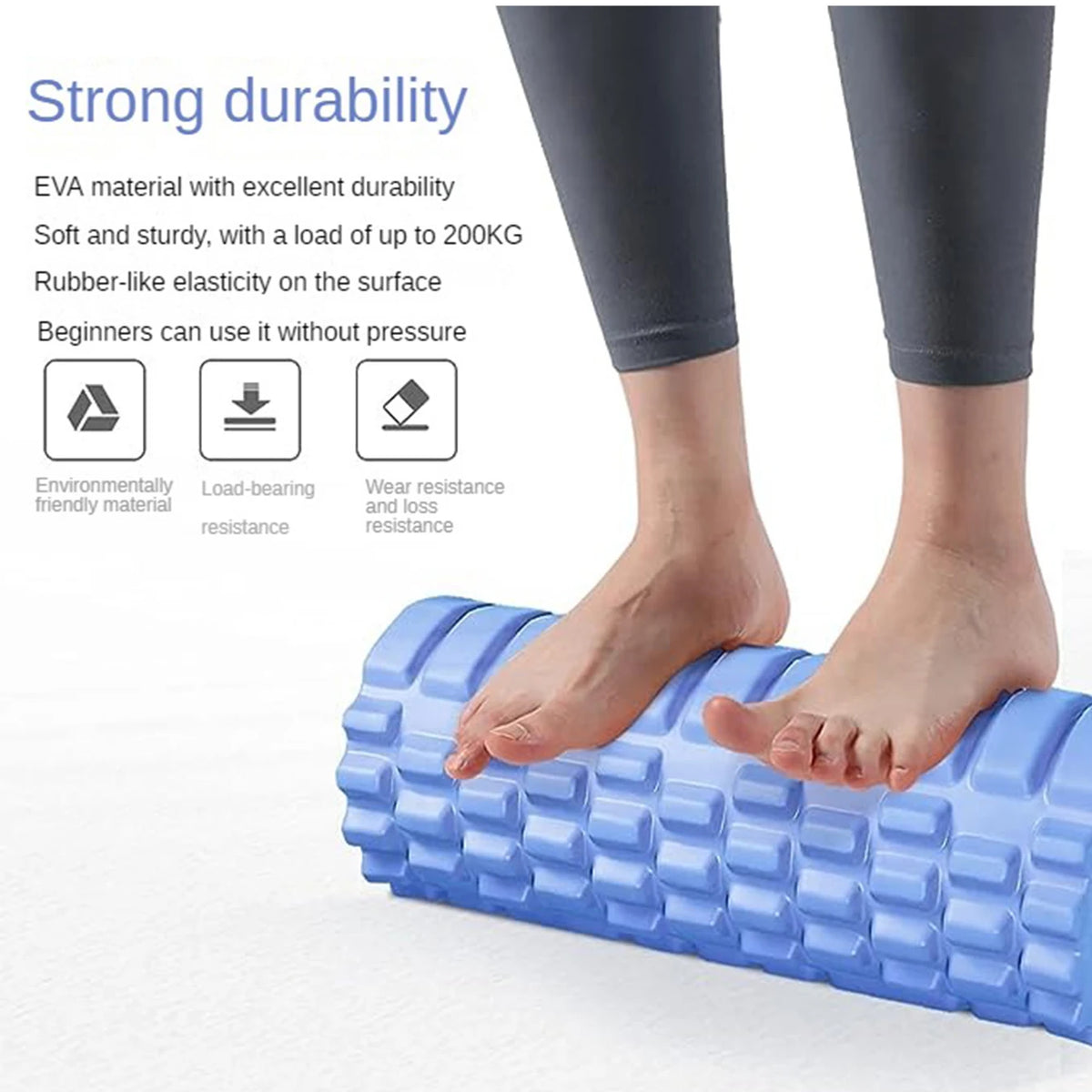 33cm Foam Yoga Massage Roller – Textured Grid Muscle Recovery for Gym Training