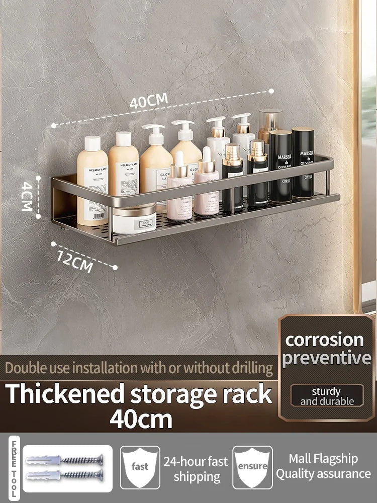 Aluminum Bathroom Shelf – Wall Mounted Storage Rack for Kitchen and Shower