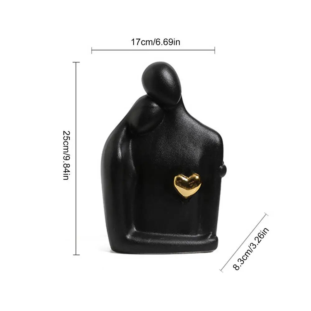 Couple Figurine Statue – Romantic Sculpture for Home Bookshelf Decor