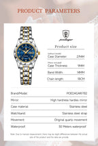 POEDAGAR Quartz Women's Watch – Stainless Steel Waterproof Date for Dress