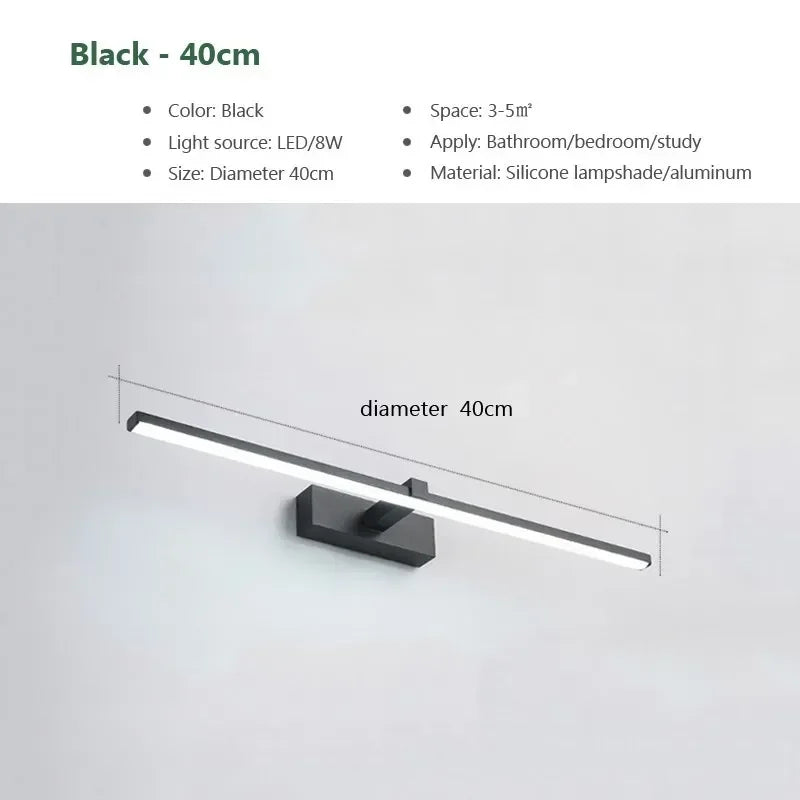 Modern LED Wall Mirror Light – Waterproof Bathroom Vanity Lamp for Makeup