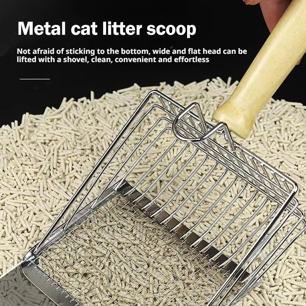 Stainless Steel Pet Litter Scoop – Long Handle Tool for Cat Hygiene