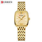 Gold Stainless Steel Quartz Watch – Elegant Square Dial for Business Fashion