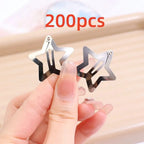 Silver Star Snap Hair Clips – Metal Y2K Barrettes for Girls Hairstyles