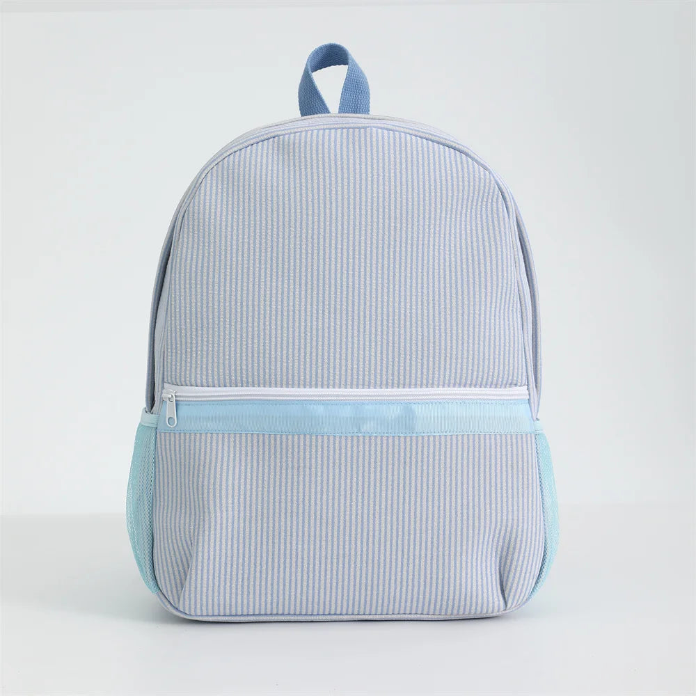 Seersucker Striped Backpack – Classic Kids Book Bag for Preschool