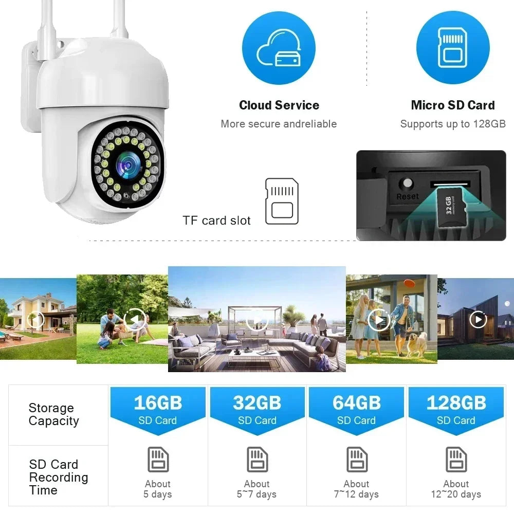 WiFi PTZ Security Camera – HD Color Night Vision for Outdoor Surveillance