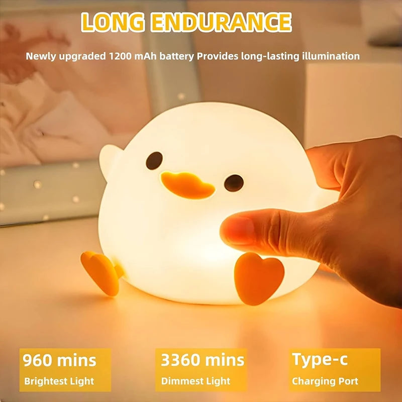 Silicone Duck Night Light – Rechargeable LED Bedside Lamp for Nursery