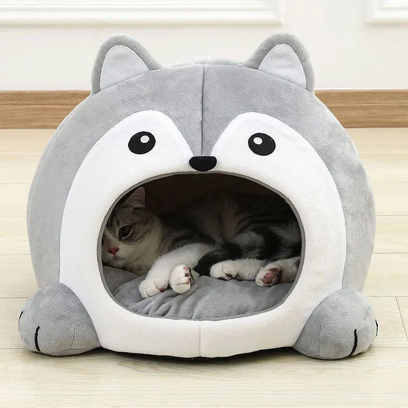 Plush Cat Bed Cave – Soft Pet Lounger for Small Dogs and Kittens