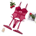 Mesh Lingerie Bodysuit Set – Backless Lace 3 Piece Lingerie for Women