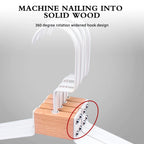 Solid Wood Clothes Hangers – Swivel Hook Rack for Coats and Jackets