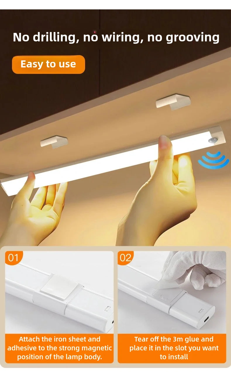 LED Motion Sensor Night Light – Rechargeable Wireless Lamp for Kitchen Bedroom
