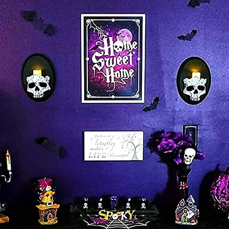 Gothic Skeleton Candlestick Pendant – Resin Wall Art for Home Decor