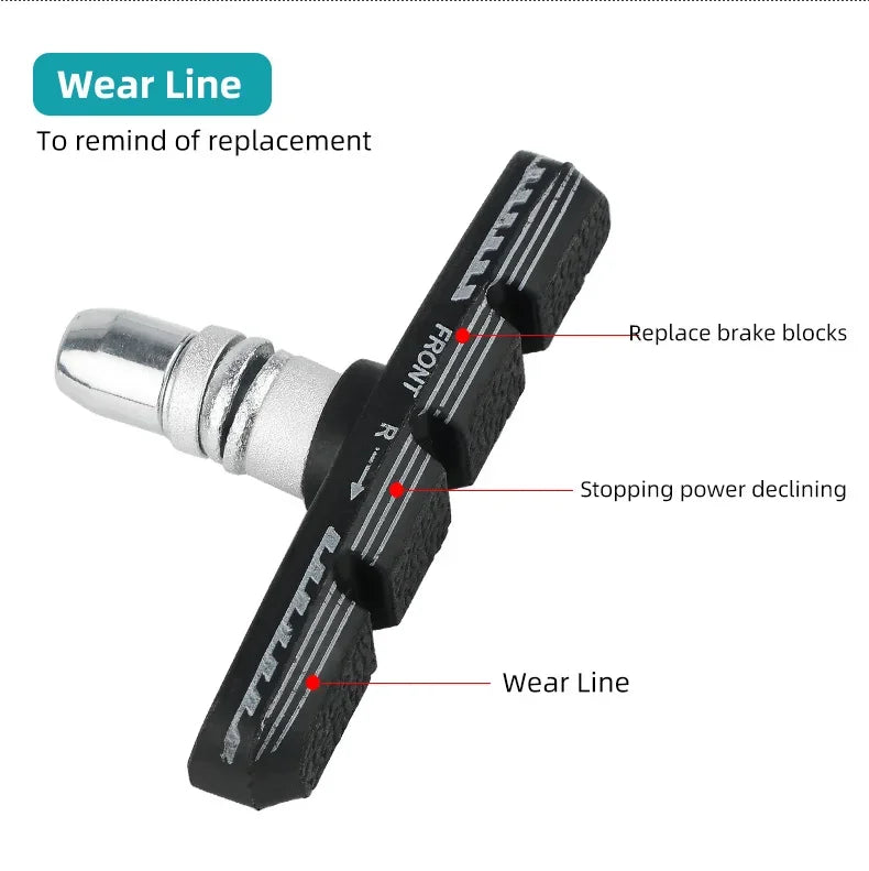 70mm V-Brake Pads – Threaded Linear Pull Shoes for Mountain Biking