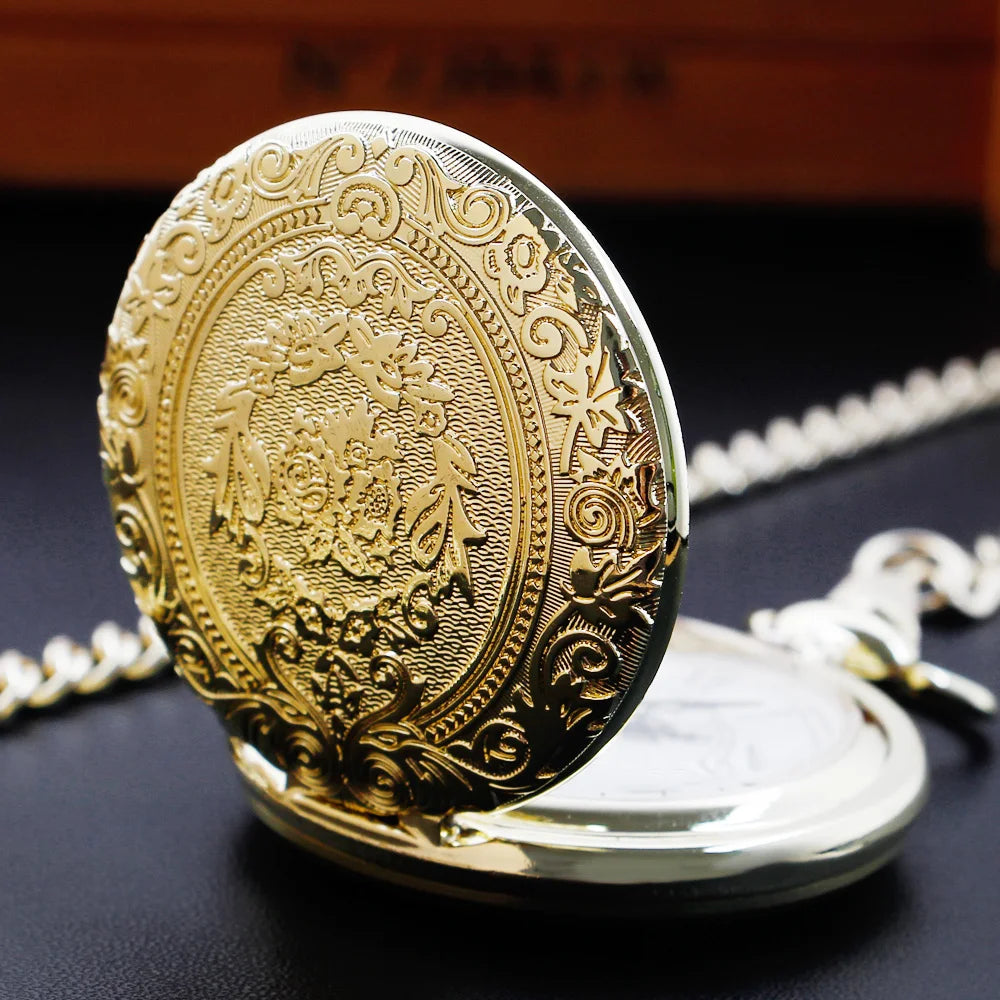 Vintage Gold Quartz Pocket Watch – Minimalist Necklace for Unique Gifts