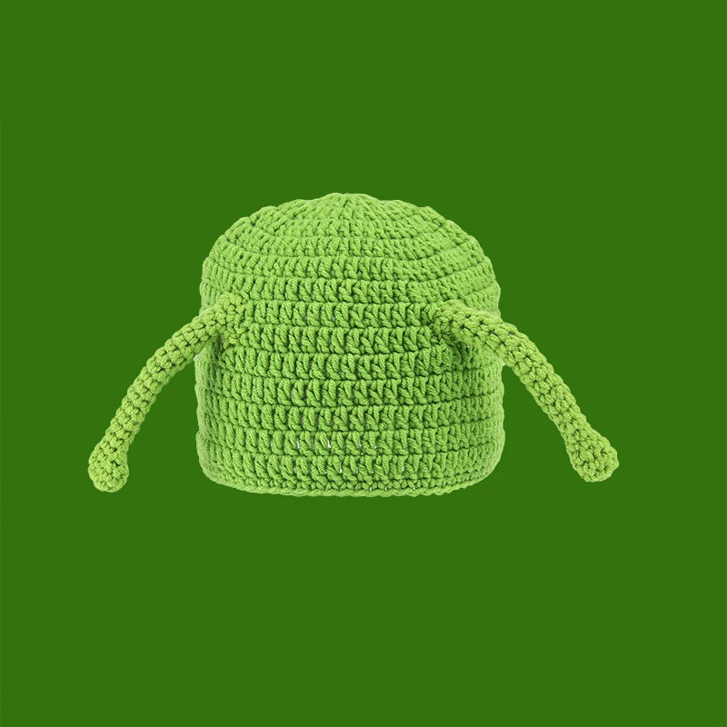 Knitted Monster Balaclava – Green Devil Hat for Halloween Cosplay Costume