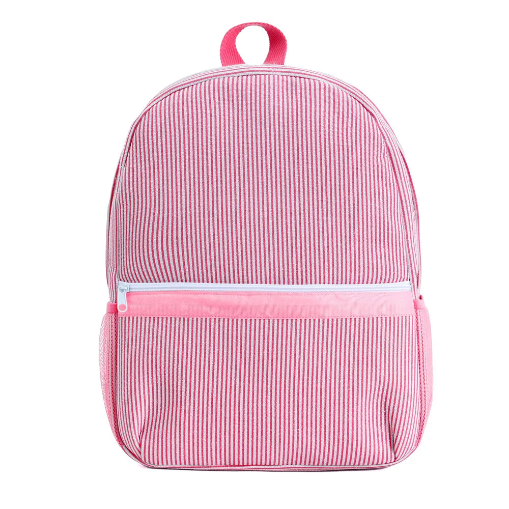Seersucker Striped Backpack – Classic Kids Book Bag for Preschool