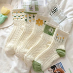 Cartoon Print Midlength Socks – Soft Cotton Casual Wear for Women