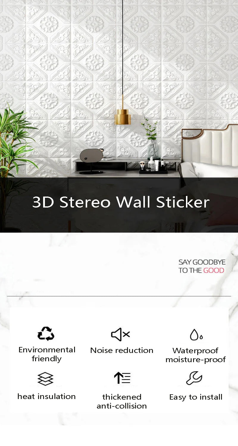3D Foam Wall Stickers – Waterproof 70x70cm Peel and Stick for Home Decor