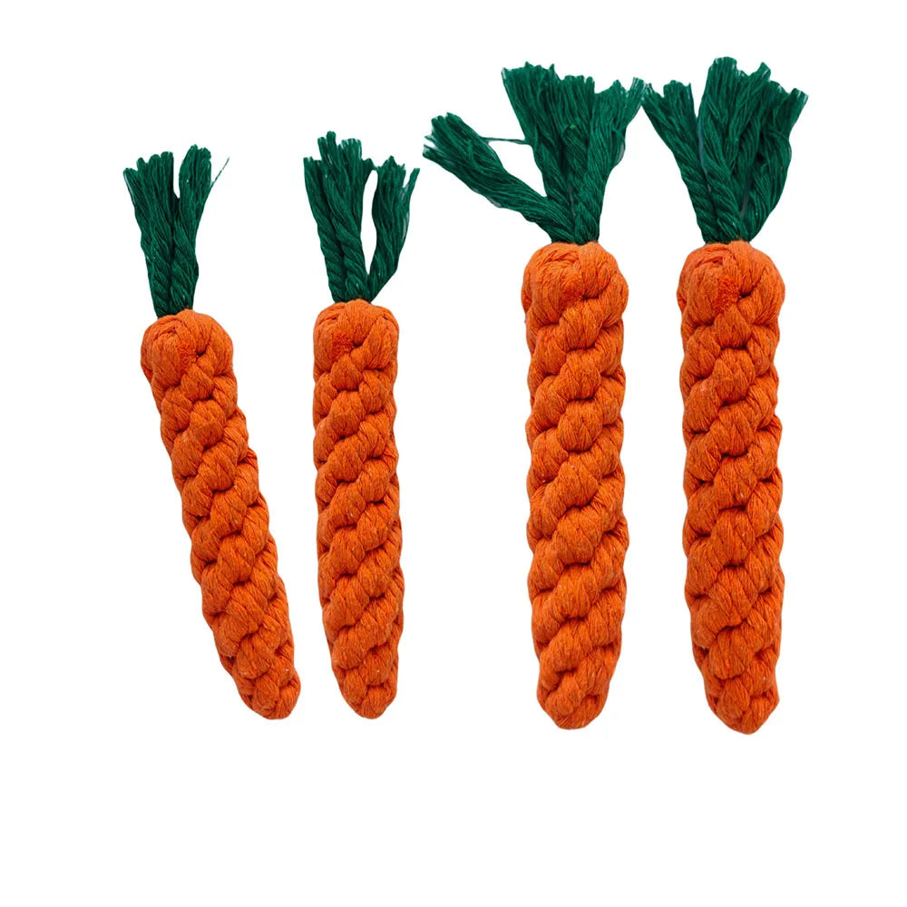 Braided Carrot Cotton Rope – Durable Molar Chew Toy for Puppy Teeth Cleaning