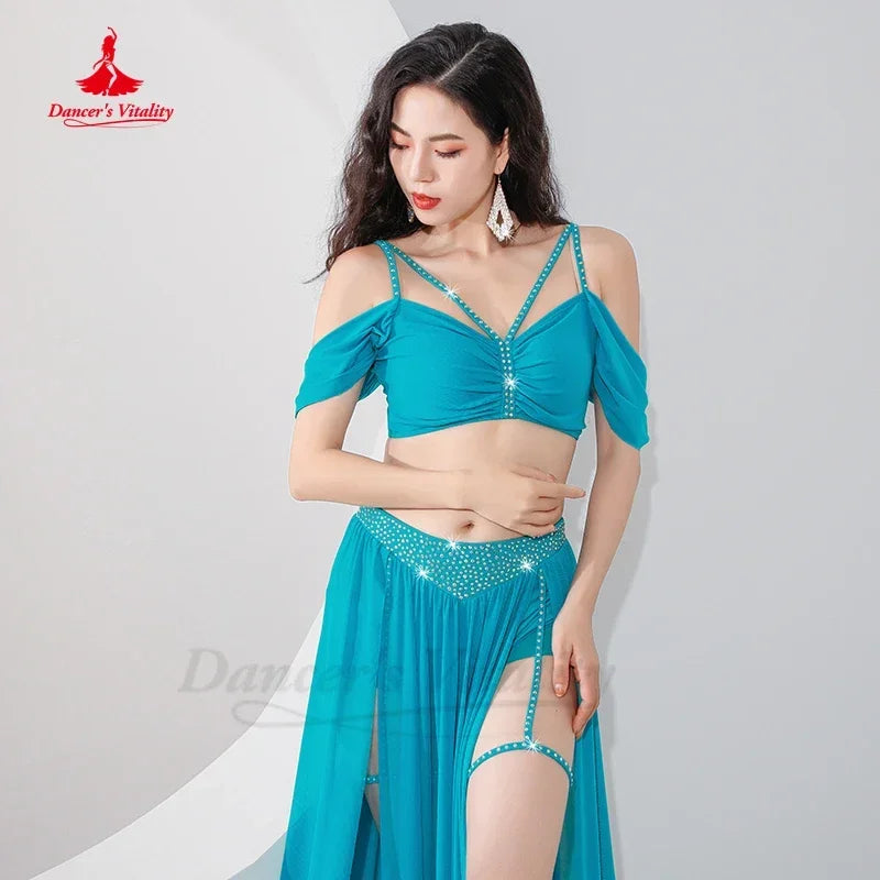 Belly Dance Professional Suit – Mesh Split Skirt Set for Oriental Performance