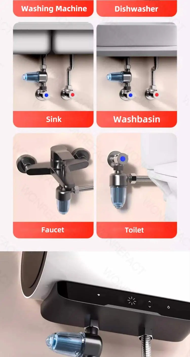 Stainless Steel Water Filter – Detachable Brass Prefilter for Bathroom Plumbing