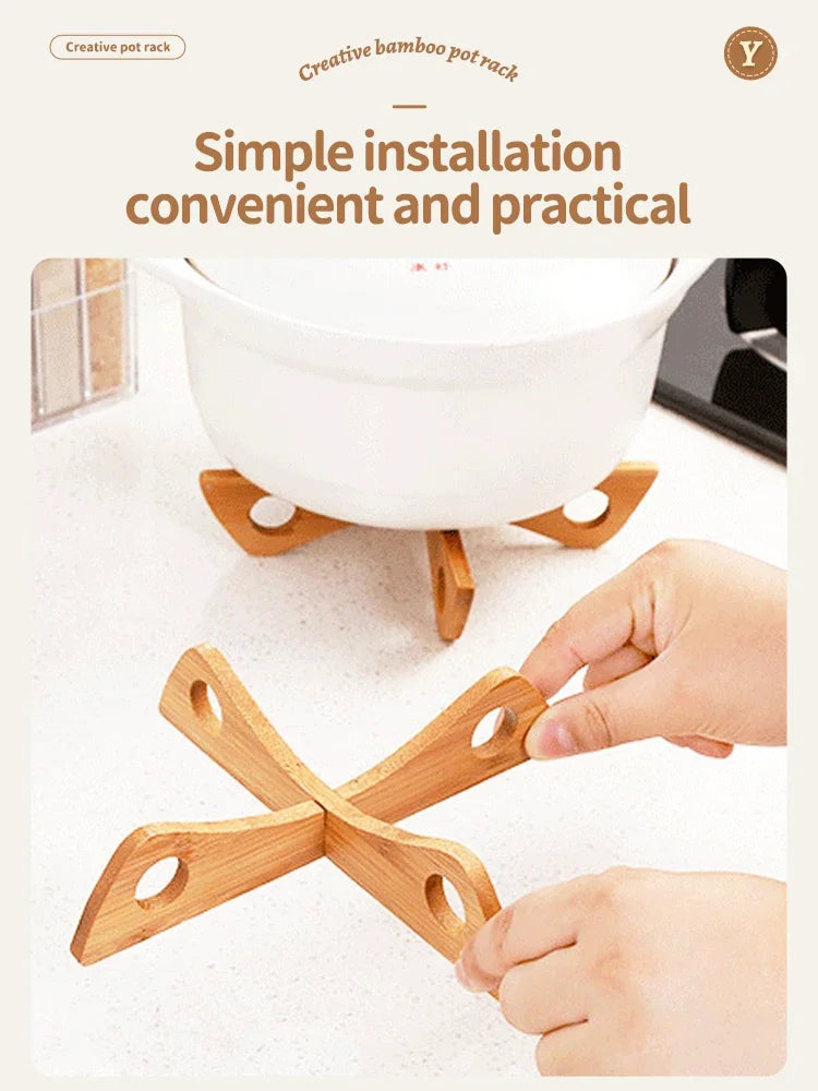 Wooden Cross Trivet – Heat-Resistant Foldable Mat for Kitchen Dining