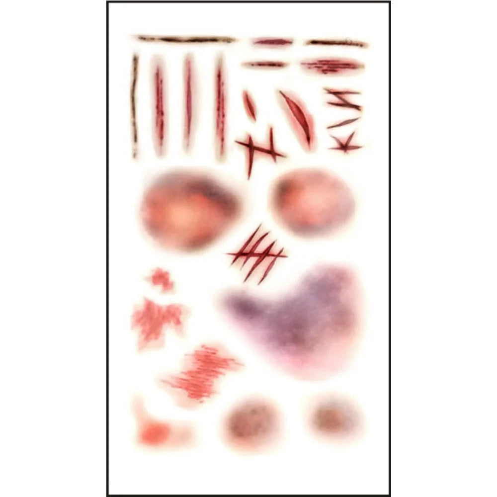 Realistic Fake Scar Tattoos – Bloody Wound Decals for Halloween Makeup
