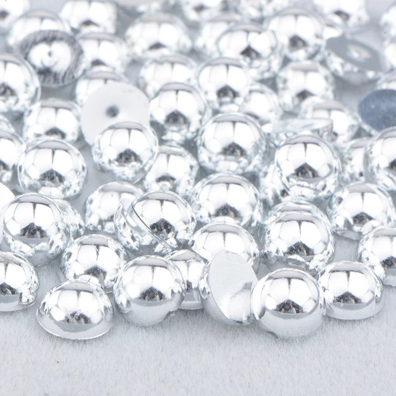 White AB Flatback Pearls – Assorted Size Beads for DIY Crafts and Jewelry