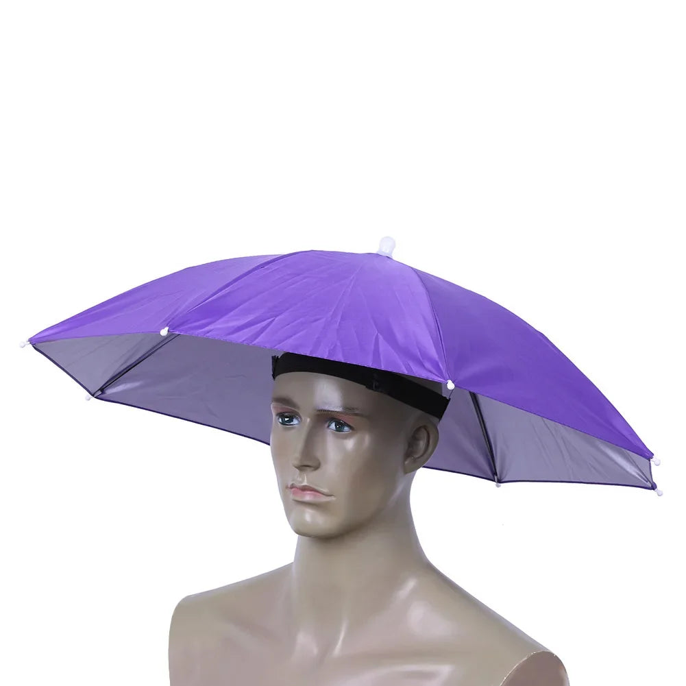 Hands-Free Umbrella Hat – Waterproof Sunscreen Headwear for Hiking and Camping