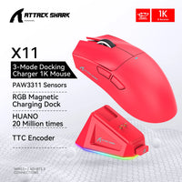 Attack Shark X11 Wireless Gaming Mouse – RGB Tri-Mode for PC Esports