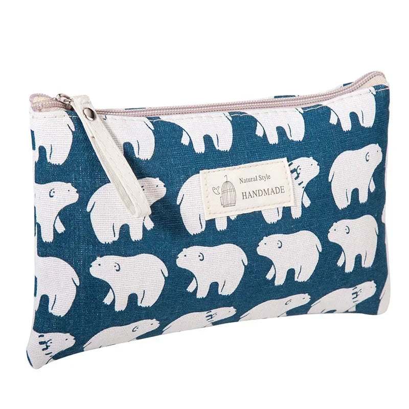 Canvas Small Cosmetic Bag – Portable Makeup Organizer for Travel