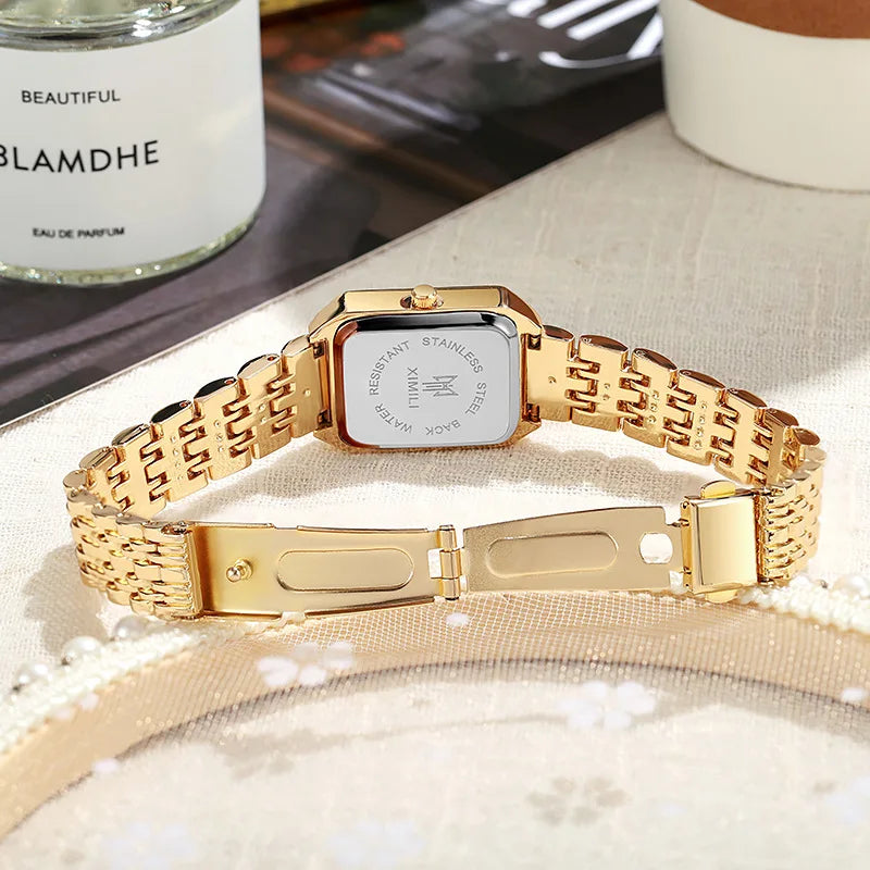 Women's Square Quartz Watch – Stainless Steel Strap for Elegant Fashion