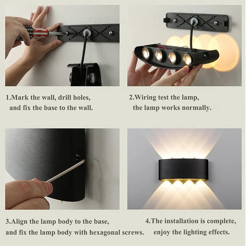 Aluminum LED Wall Lamp – IP65 Waterproof Lighting for Indoor and Outdoor