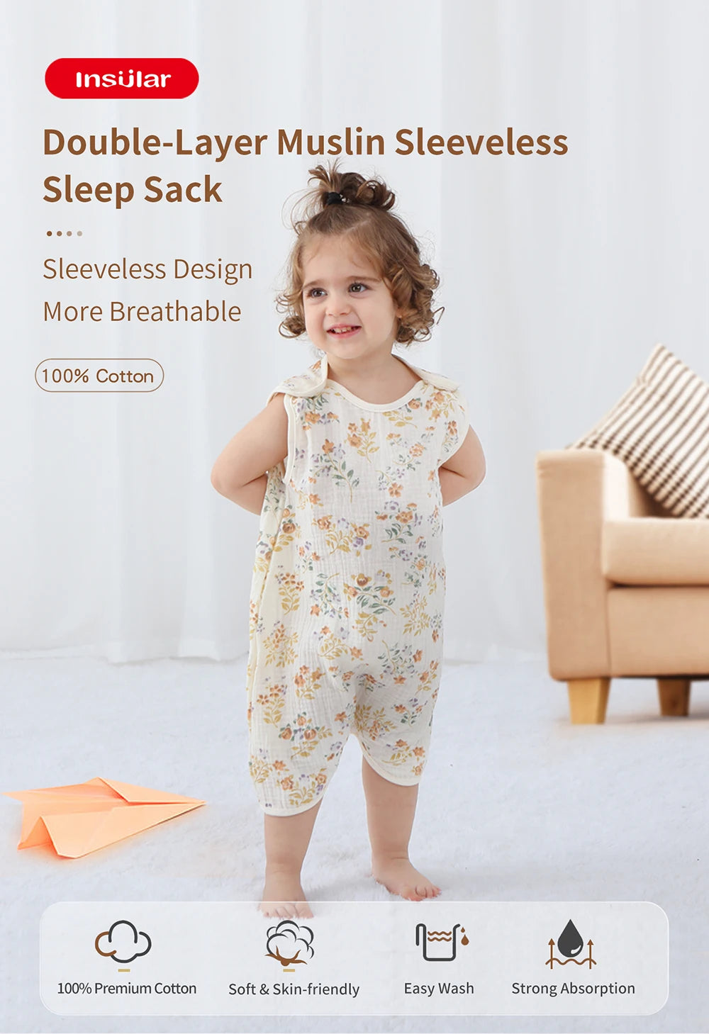 Cotton Newborn Bodysuit – Cartoon Anti-kicking Sleeping Bag for Infants