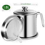 Stainless Steel Oil Strainer Pot – Fine Mesh Grease Container for Kitchen