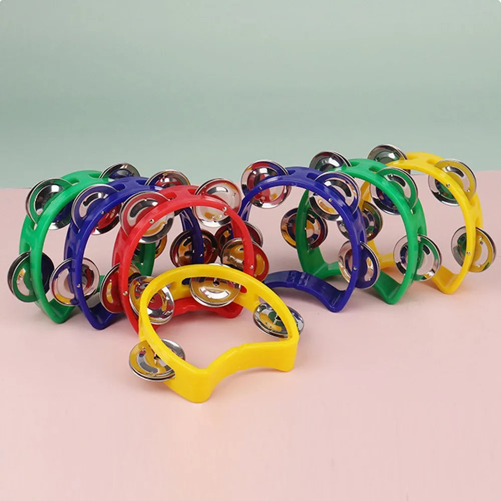 Handheld Plastic Tambourine – 4-Bell Musical Instrument for Rhythm Percussion