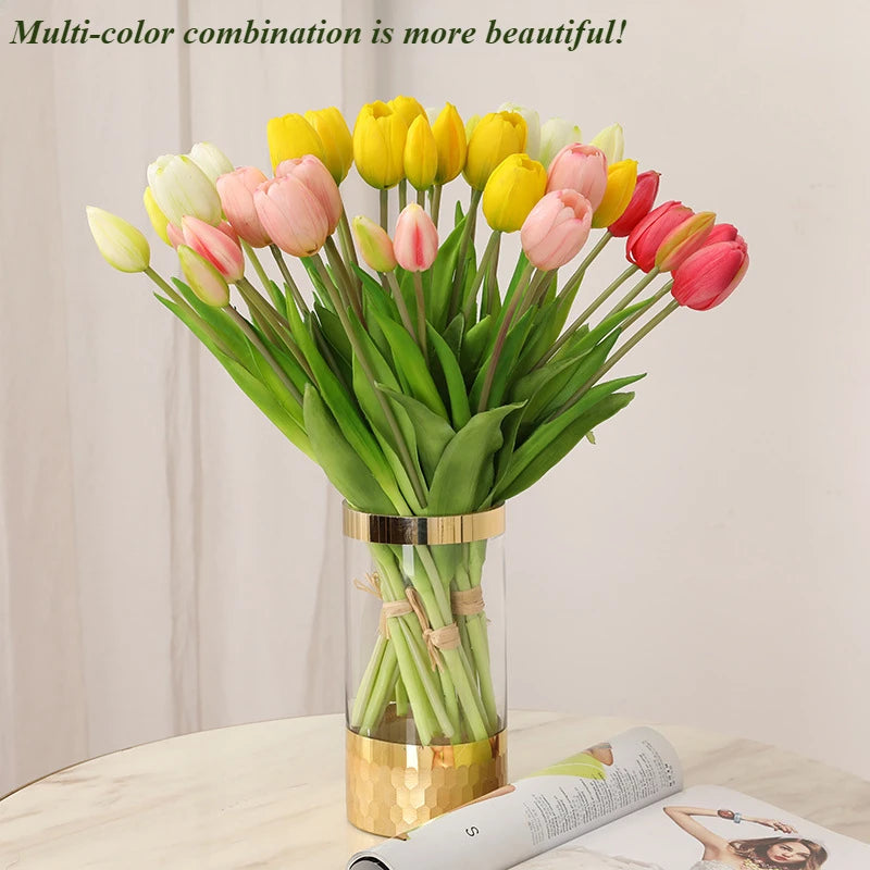 Artificial Tulip Bouquet – Real Touch Floral Decor for Wedding Home