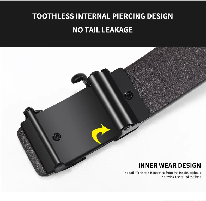 Genuine Leather Automatic Belt – Luxury Metal Buckle Strap for Men